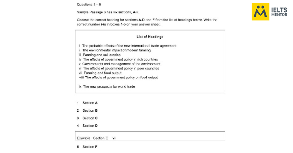 Dạng bài Matching Head Questions trong đề thi IELTS