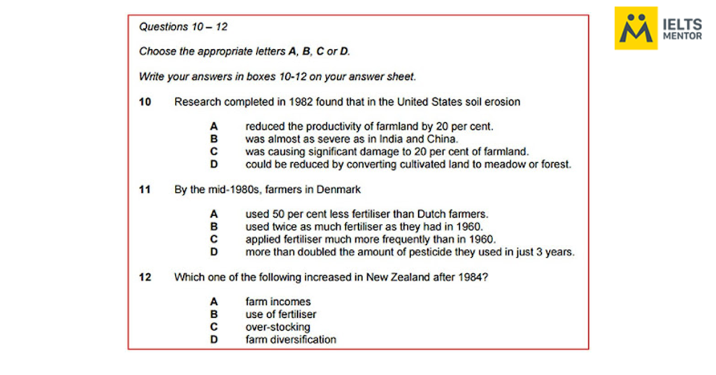 Dạng bài Multiple Choice