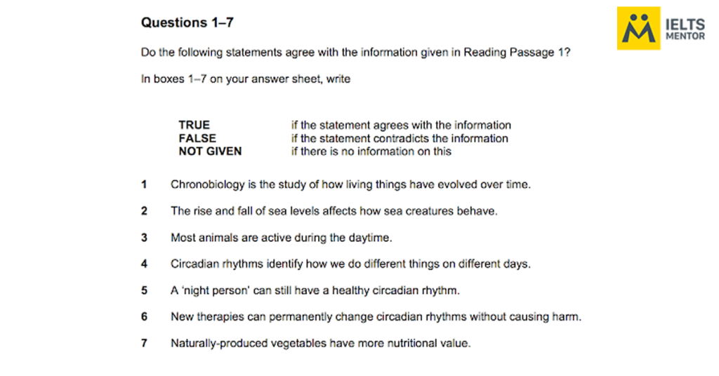 Dạng bài True/False/Not Given trong đề IELTS Reading