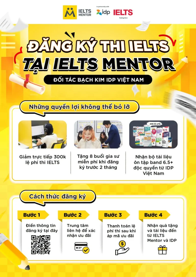 Đăng ký thi IELTS tại IDP qua IELTS Mentor nhận nhiều quyền lợi